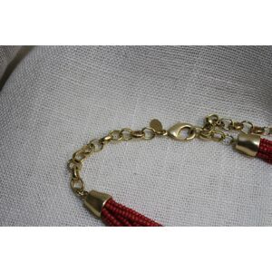 Chico’s Red Multi‑Strand Seed Bead Necklace – Colorful Boho Statement Jewelry